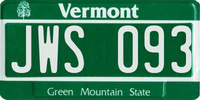 VT license plate JWS093