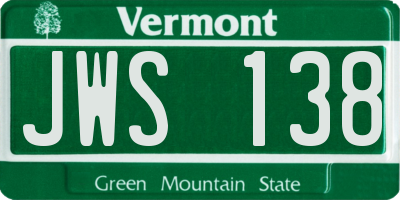 VT license plate JWS138