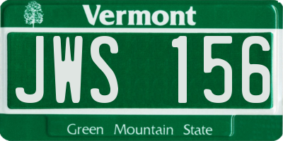 VT license plate JWS156