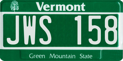 VT license plate JWS158