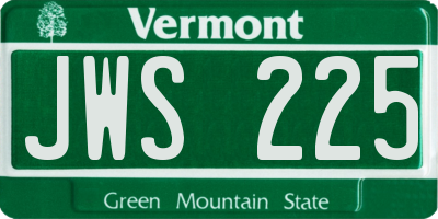 VT license plate JWS225
