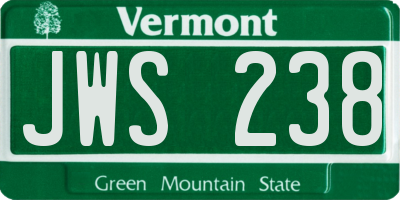 VT license plate JWS238