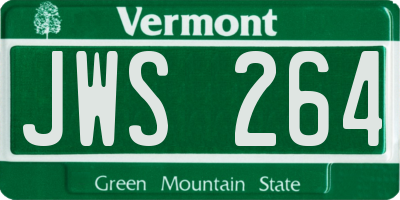 VT license plate JWS264