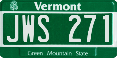 VT license plate JWS271