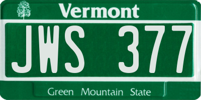 VT license plate JWS377