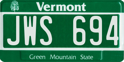 VT license plate JWS694