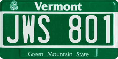 VT license plate JWS801