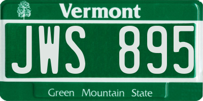 VT license plate JWS895