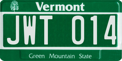 VT license plate JWT014
