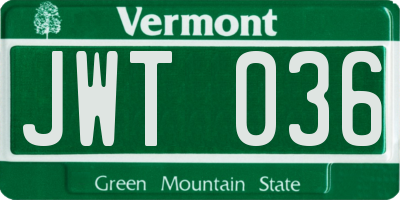 VT license plate JWT036