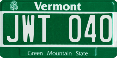 VT license plate JWT040