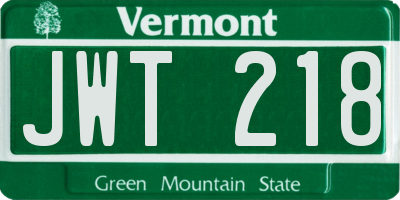 VT license plate JWT218