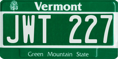 VT license plate JWT227
