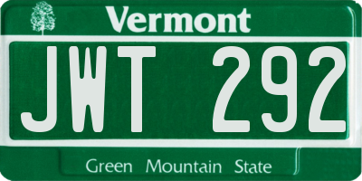 VT license plate JWT292