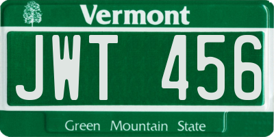 VT license plate JWT456
