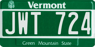 VT license plate JWT724