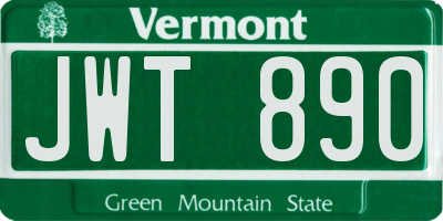 VT license plate JWT890