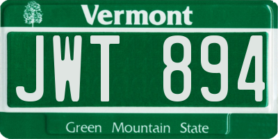 VT license plate JWT894
