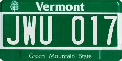 VT license plate JWU017