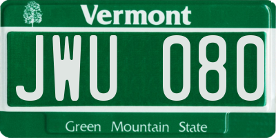 VT license plate JWU080