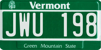 VT license plate JWU198