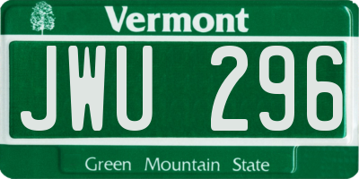 VT license plate JWU296