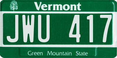 VT license plate JWU417