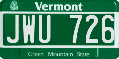 VT license plate JWU726