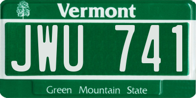 VT license plate JWU741