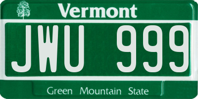VT license plate JWU999