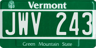 VT license plate JWV243