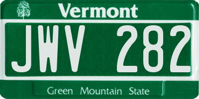 VT license plate JWV282
