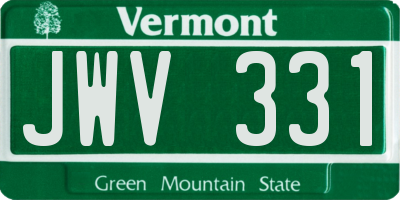 VT license plate JWV331