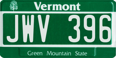 VT license plate JWV396