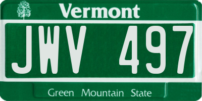 VT license plate JWV497