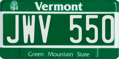 VT license plate JWV550