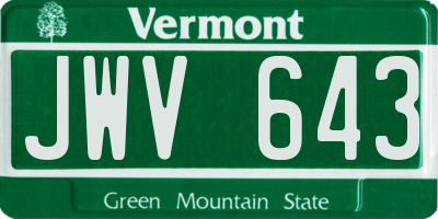 VT license plate JWV643