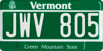 VT license plate JWV805