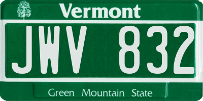 VT license plate JWV832