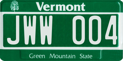 VT license plate JWW004