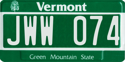 VT license plate JWW074