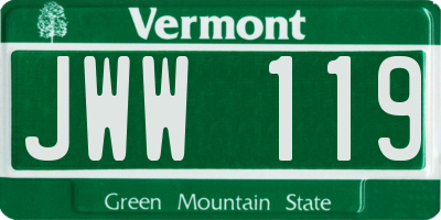 VT license plate JWW119