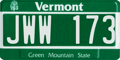 VT license plate JWW173
