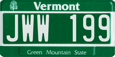 VT license plate JWW199