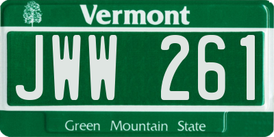 VT license plate JWW261