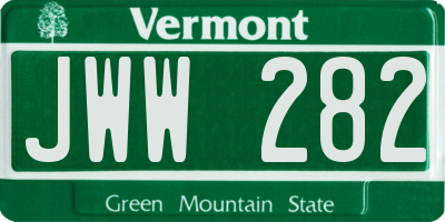 VT license plate JWW282