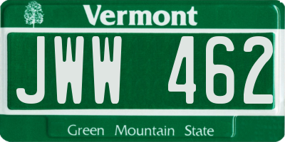 VT license plate JWW462