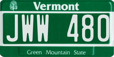 VT license plate JWW480