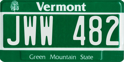 VT license plate JWW482
