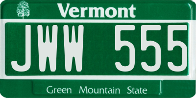 VT license plate JWW555